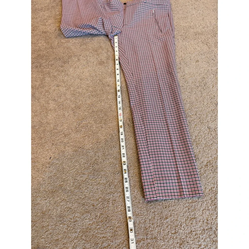 Banana Republic Sloan Tattersall Pink Navy Plaid Slim Ankle Pants 8 Career Offic